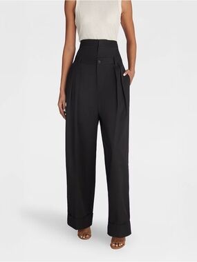 Wide Leg High Waist Trousers in Black